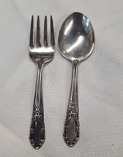 Bridal Veil by Rogers International Sterling Silver Baby Set FORK & SPOON