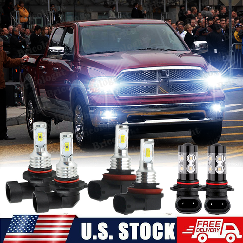 For 2009 2010 2011 2012 Dodge Ram + RAM 1500 2500 3500 LED Headlight Foglight - Afbeelding 1 van 12