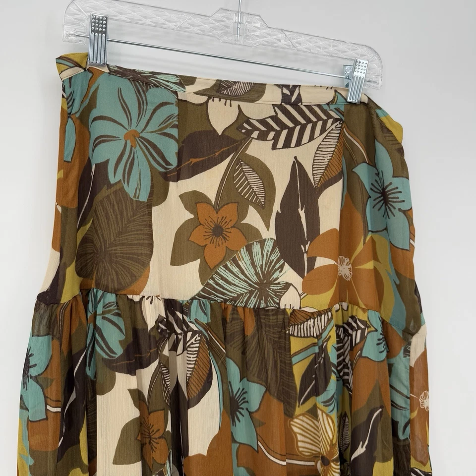 Falda Floral Multicolor Estilo Nicole Miller Y2k Midi Niveles Boho Talla 14 Foto 2 de 4