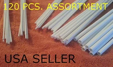 120 STYRENE ROUND TUBES -  ASSORTMENT LOT- 6 SIZES - ROD PIPE 1/8 1/4