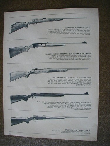 1969 Foreign Rifles Navy Arms, Erma, Stoeger, Sako 2 side Vintage PRINT AD 64347 - Picture 2 of 2