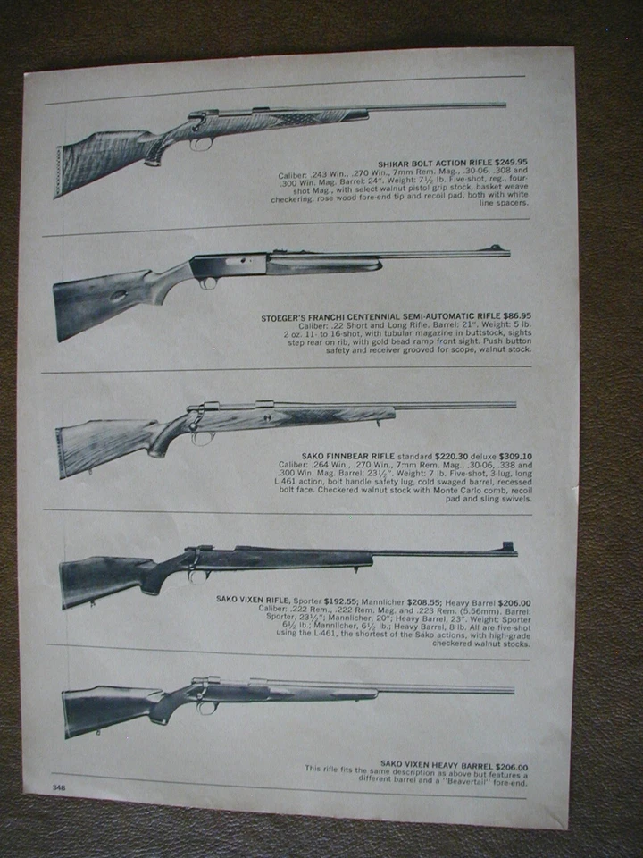 1969 Foreign Rifles Navy Arms, Erma, Stoeger, Sako 2 lados vintage anuncio impreso 64347 Foto 2 de 2