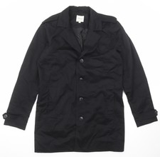 Jack & Jones Womens Black Overcoat Coat Size L Button