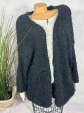 weiche flauschige ZOTTEL Strickjacke Cardigan Wolle Italy SCHWARZ 40 42 44