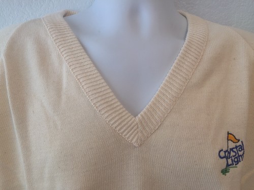 Vintage Natural Cotton V Neck Sweater Crystal Light Golf New NOS (24) - Picture 4 of 5