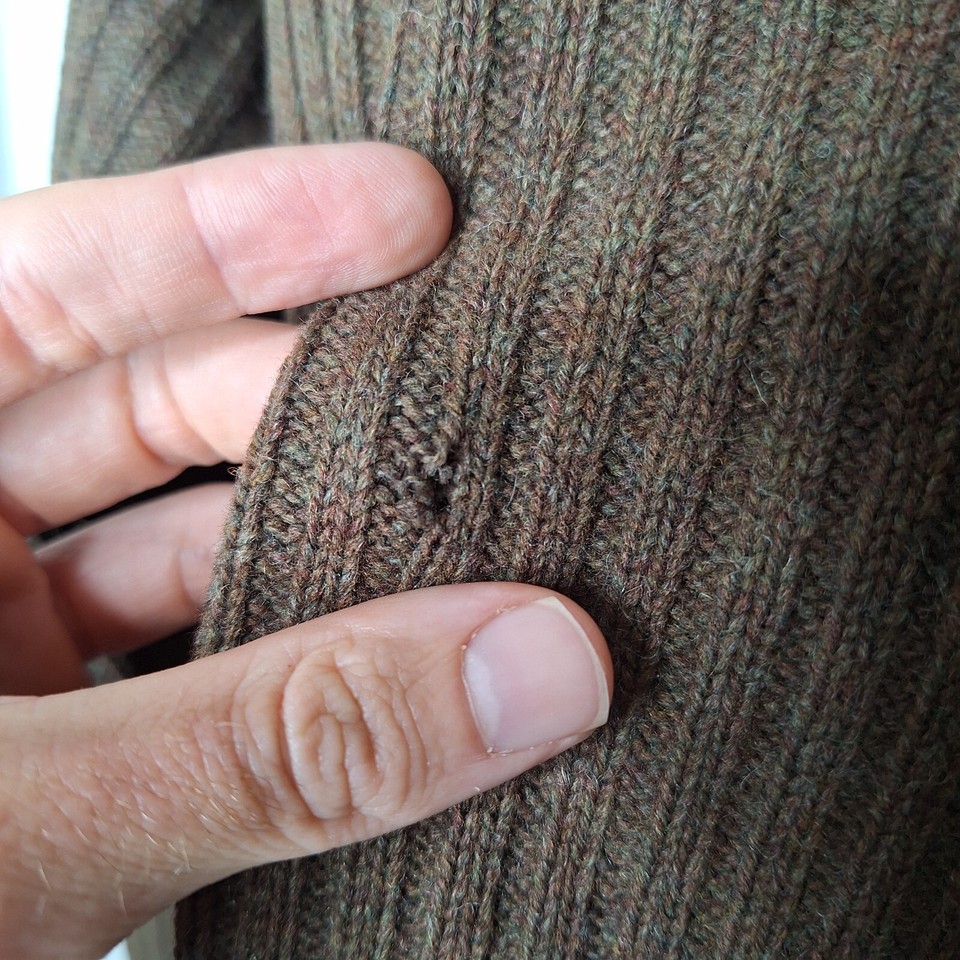 LL Bean Commando Sweater Mens XXL Brown Sweater Henley Merino Lamb Wool