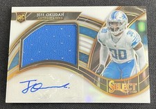 2020 Select Jumbo Signature Swatches White Prizm /75 Jeff Okudah Rookie Auto RC
