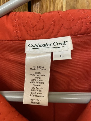 COLDWATER CREEK Salmon Coral Zipper Quilted Shirt Jacket L - Picture 2 of 3
