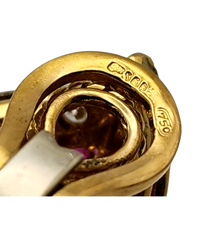 Gorgeous 18K Gold Earrings with Diamonds & Rubies 6.76Ct - Picture 8 of 9
