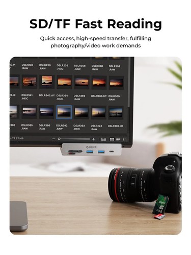 ORICO USB 3.2 10Gbps Hub 6 Port Expansion High-Speed Transmission with 15W - Picture 2 of 9