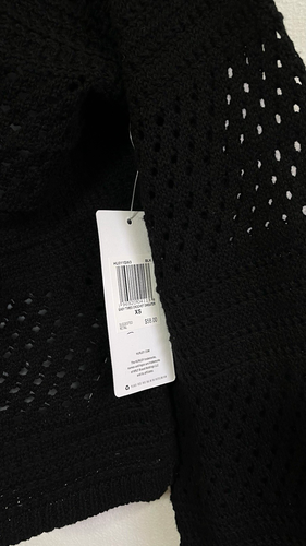 Hurley Easy Times Crochet Sweater Women XS Black V-Neck Lg Sleeve NWT Free Shipp - 第 3/9 張圖片