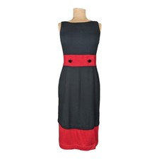 Ann Taylor Size 4 Petite Black Red Ponte Colorblock Shift Dress Mod Whimsigoth