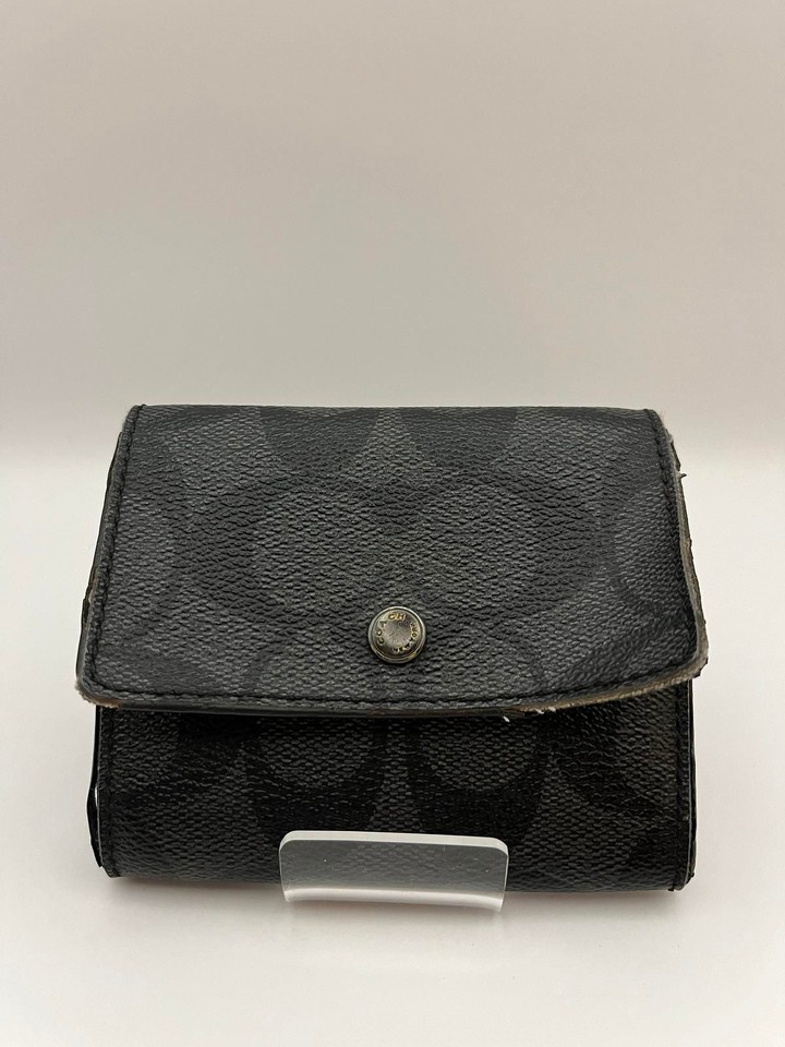 Coach Card Wallet Card Case Leather Black USED Y031559 eBay