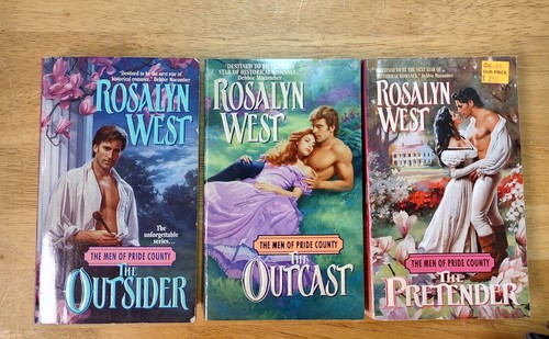 Lot of 3 Men of Pride County books by Rosalyn West: Outsider, Outcast, Pretender - Imagen 1 de 12