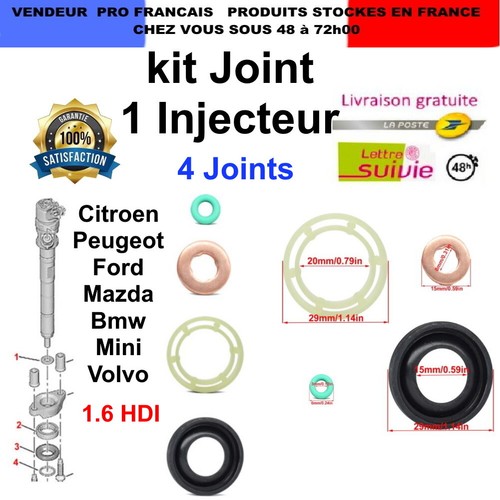 Kit De Joints Pour 4 Injecteurs 1.6 HDI – Compatible Citroën, Peugeot, Ford, Fiat, Référence OEM