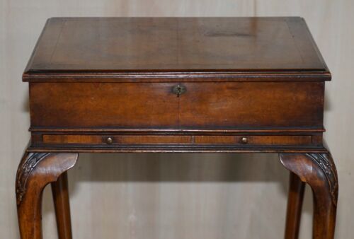 EXQUISITE BURR WALNUT JEWELLERY BOX BURR WALNUT SIDE END TABLE WITH GLASS SHELF - Picture 5 of 12