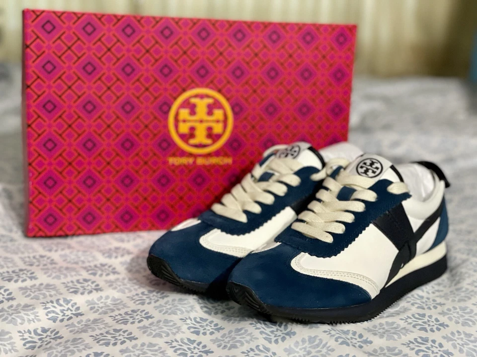 Tenis Tory Burch Hank Nylon/Gamuza Blancanieves/Azul Marino Brillante Talla 5 Foto 2 de 4