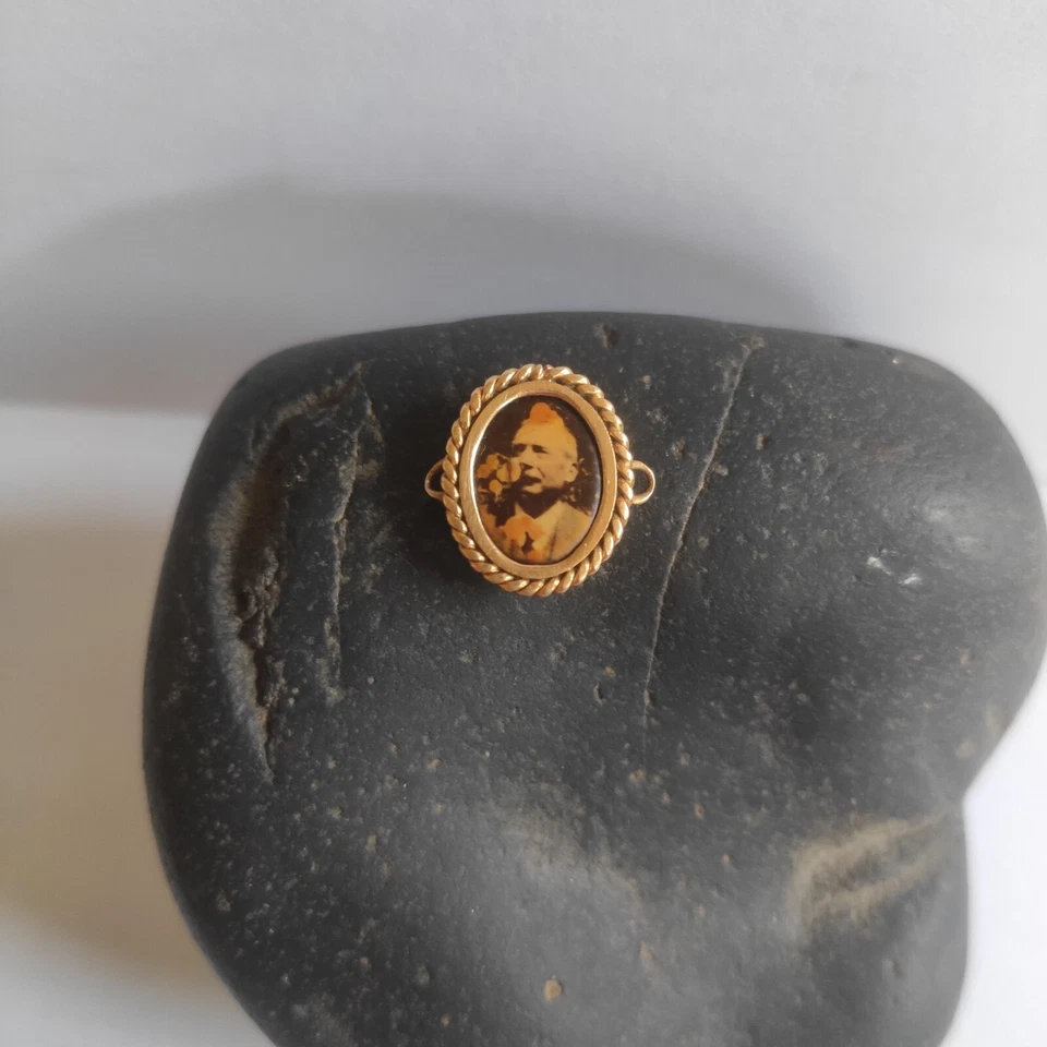 Pendentif Ancien /Vintage En Or 750‰ (18K) Médaillon /Porte Photo /Noir Et Blanc - Photo 4/4