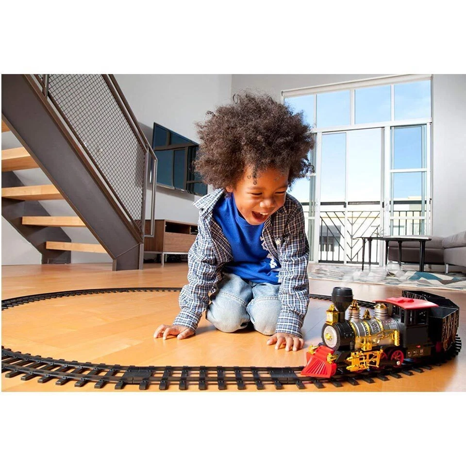 Pista Trenino Giocattolo Bambini Treno Locomotiva con Luce Suoni e 3 Vagoni 71cm - Immagine 2 di 4