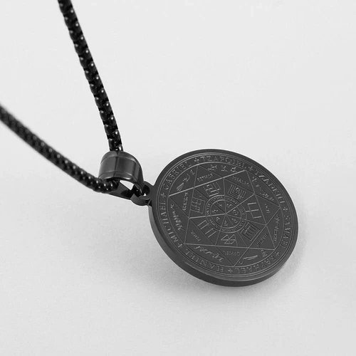 Vintage Stainless Steel Round Pendant The Seal of The Seven Archangels Necklace - Picture 6 of 25