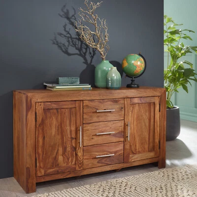 Sideboard Massivholz Sheesham 120cm Kommode Anrichte Palisander Türen + Schübe - Bild 1 von 4