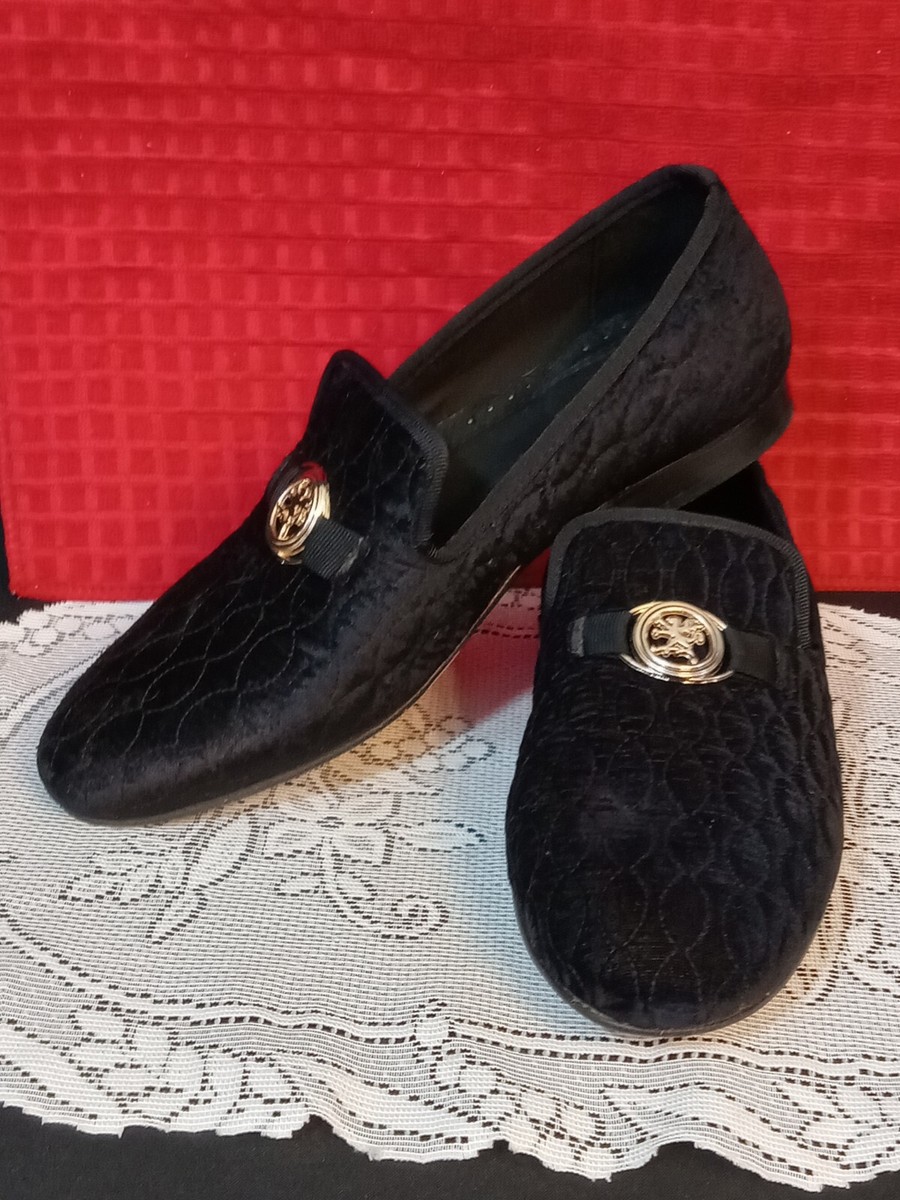 STACY ADAMS Size 9M Velvet Velour Bit Slip-on Loafer Black Smoking Shoe Valet Slip On Bit Loafer Men main image 3