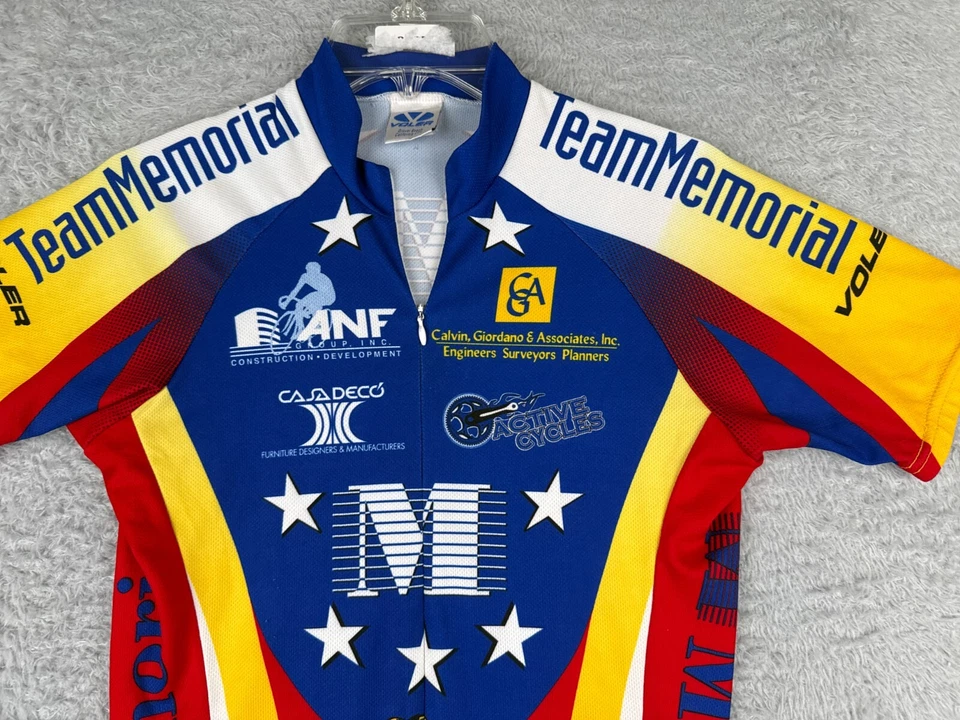 Camiseta deportiva de ciclismo Voler para mujer pequeña roja amarilla Team Memorial 1/2 cremallera manga corta Foto 4 de 4