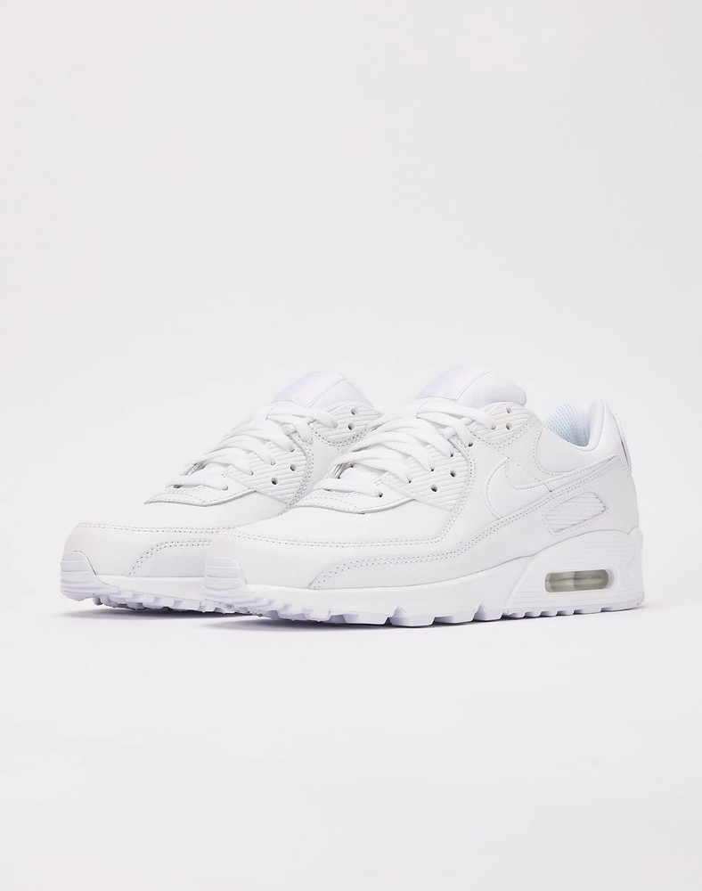 Men’s Nike Air Max 90 Leather Casual Sneakers in White - CZ5594-100