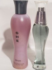 2x--SHE by Revlon 1.7 oz Cologne Spray Body Wash 6oz Women RETIRED NWOB