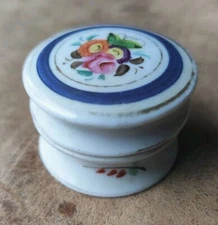 VTG Victorian Porcelain Mini Trinket Dish Ointment Solid Perfume Dresser Jar