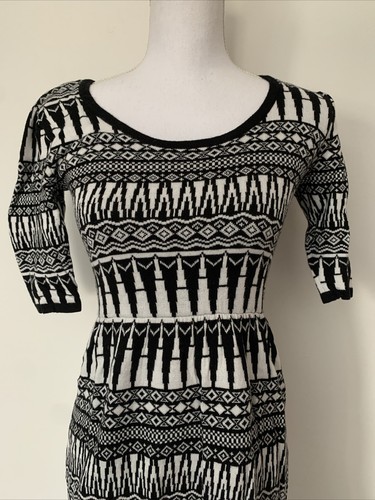 Womens Dress Knit Winter Black White Pattern Sweater Size Small Freshman 1996 - Picture 2 of 6