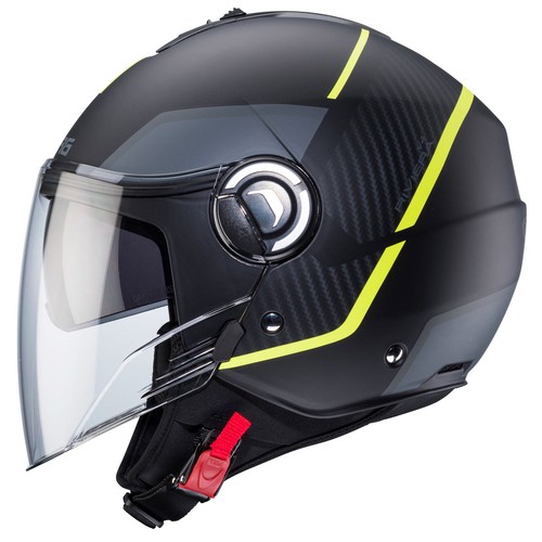 Casco de jet geo Caberg Riviera V4 X, negro mate/antracita-yelma fluogular, talla S (55/56) - Imagen 2 de 3