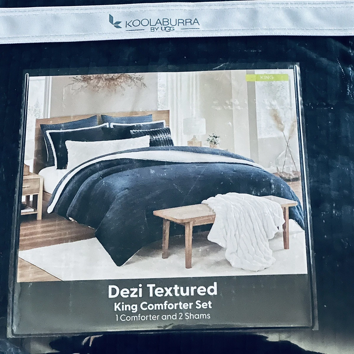 Koolaburra by Ugg Dezi Navy Textured 3Pc King Comforter Set 1 Comforter 2 Shams