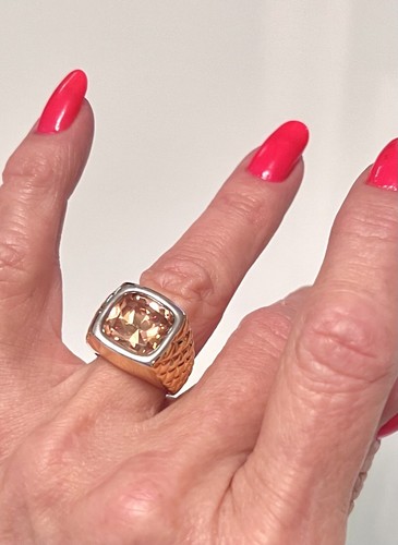 ROSS SIMONS~UNISEX*925 SS/18 KT GLD VERMEIL~12 CT CITRINE RING SZ 5.25~10GR - 第 5/11 張圖片