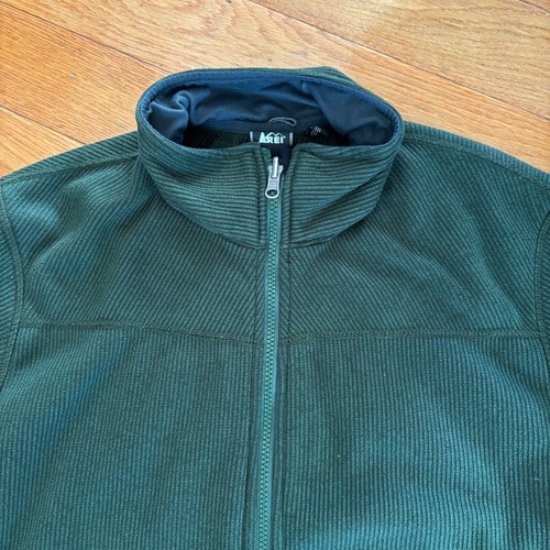 REI Jacket Full Zip Fleece Mens L Polartec Ribbed Stretch Cozy Outdoor Green - Picture 3 of 10