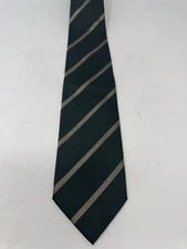 E. Marinella Napoli Silk Tie Dark Green Tan Diagonal Stripe Made in Italy