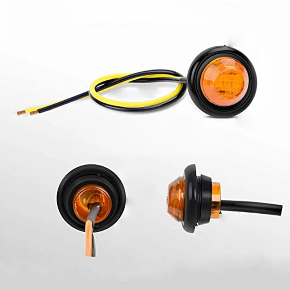 10~50 LED Car Small Round Side Marker Light Lorry Button Lamp Off-Road Amber PUS - Image 2 of 4