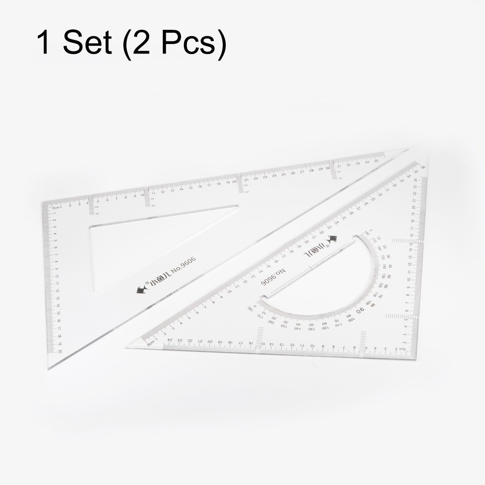 Trigonal Rulers 2piece Triangle Ruler Square Set 36cm 30/60 and 45/90 Degrees Rulers ...