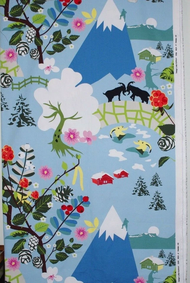 Annamoa Stoff Ikea Meterware Lotta Kühlhorn 2008 BERGE LANDSCHAFT RARITÄT Canvas - Bild 2 von 4