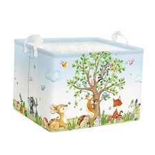Forest Life Tree Baskets Rectangular, Kids Basket,Waterproof Foldable Canvas