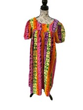Phases Women's L Colorful Bright Muumuu House Dress Multipattern Vintage