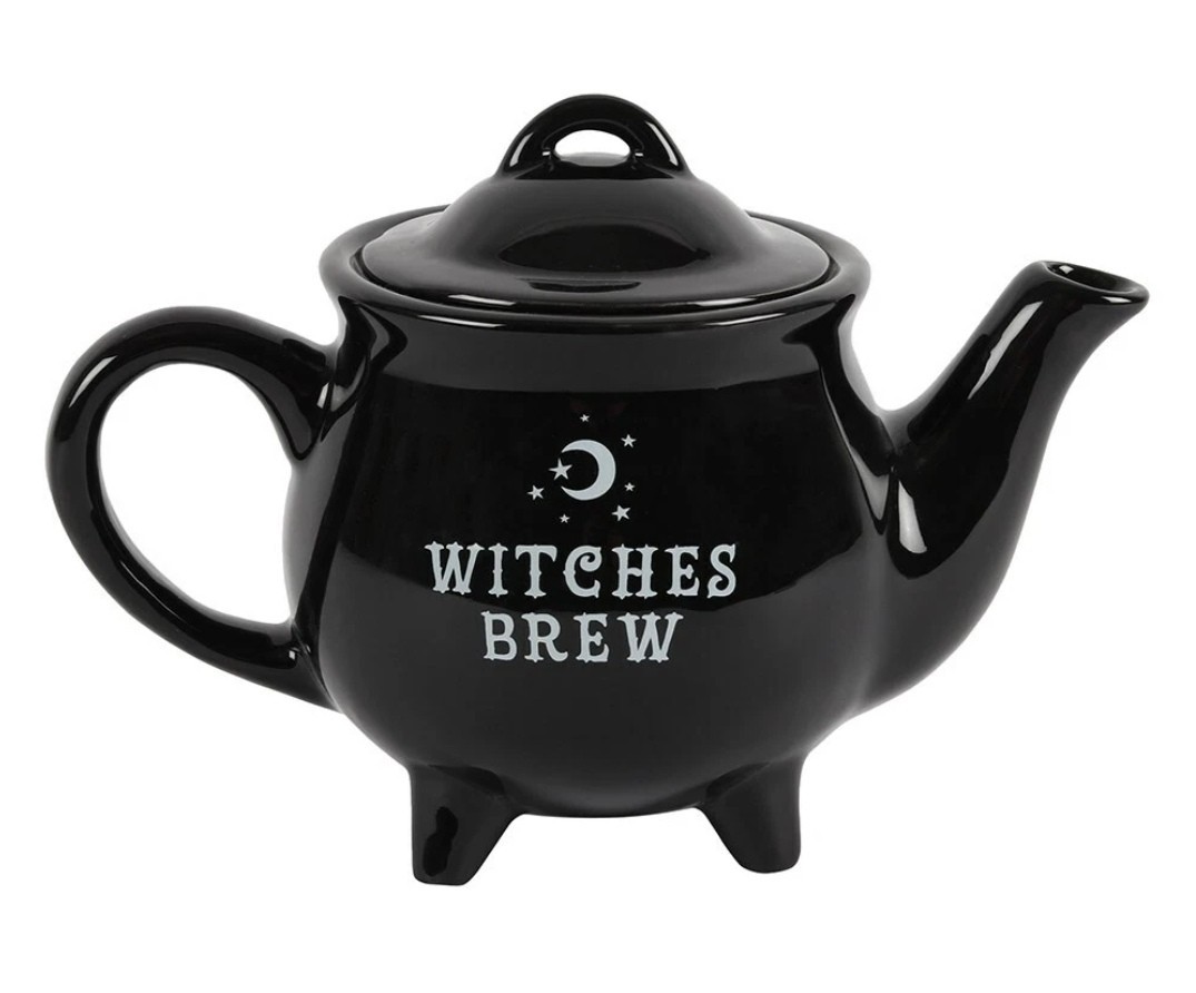 Black Cauldron Teapot Ceramic Witch Witches Brew Gothic Wiccan Magic Halloween