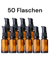 Pumpspender in Glasflaschen 50ml & Deckel, Braunglas, 50 Stück, NEU