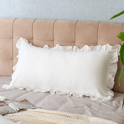 Pillow Shams Set of 2 Pure Cotton Champray Ruffled Edge,Thick and Solid Washe... - Picture 6 of 9