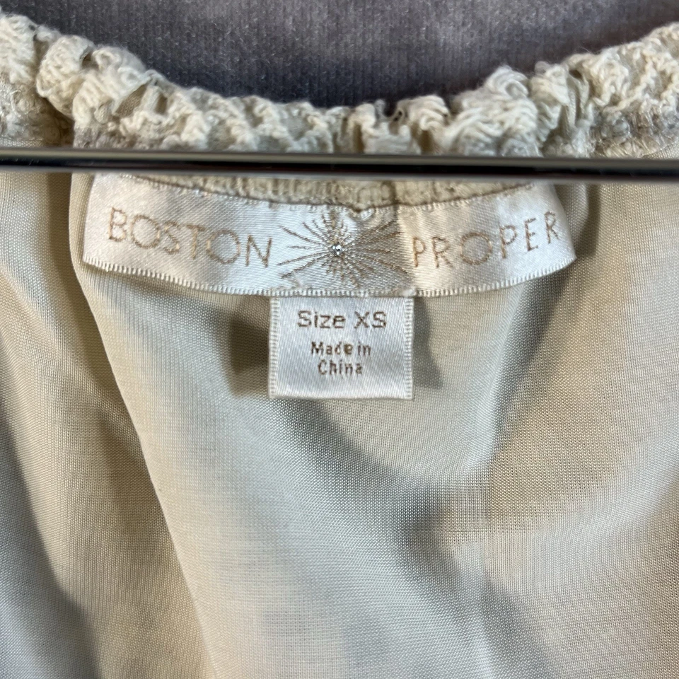 Vestido Boston Propio Para Mujer XS Marfil Crochet Mangas Campana Casa Boho Boda Foto 3 de 4