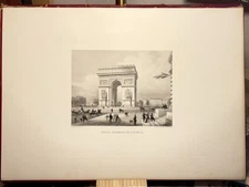 Arc de Triomphe Engraving 1860 France Art Historical Architecture Paris RARE