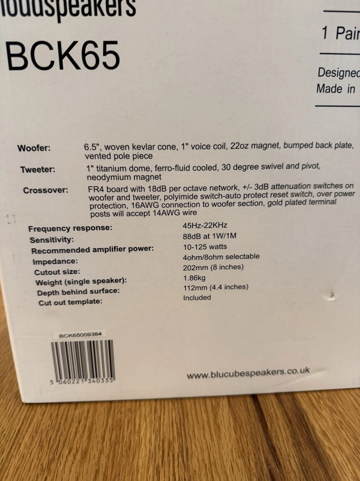 BluCube Pair of Ceiling Speakers Loudspeakers BCK65 Brand New In Box 4