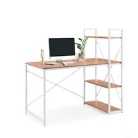 Schreibtisch Computertisch BüRotisch Pc Tisch Mit Regal Ablagen Weiß Eiche