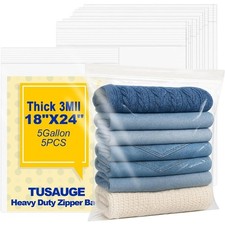 Reusable 5 Gallon Storage Bags with Zipper Heavy Duty 3Mil Thick Large 18x24