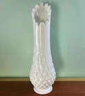 Fenton 12 Finger Swung Vase 11” White Hobnail Milk Glass MCM Vintage Wide Top